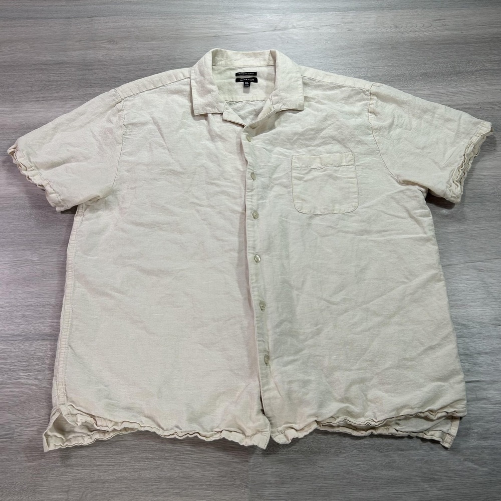 Brixton‎ Shirt Mens XL Relaxed Fit Bunker Short Sleeve Linen Blend Button Up